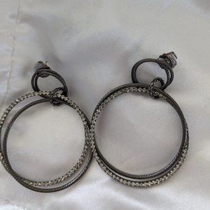 Lia Sophia Earrings Hematite tone W/cut Crystals